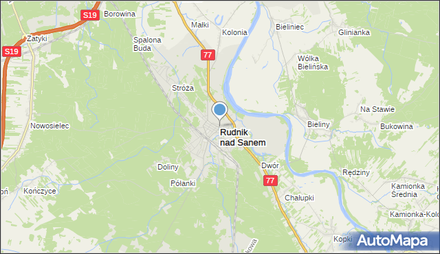 Mapa Rudnik nad Sanem, Rudnik nad Sanem na mapie Targeo